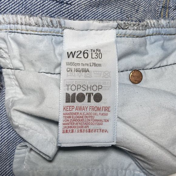 Topshop MOTO Jeans Women Size 26 Blue Frill Hem Power To The Peaceful Light Wash - Picture 8 of 8